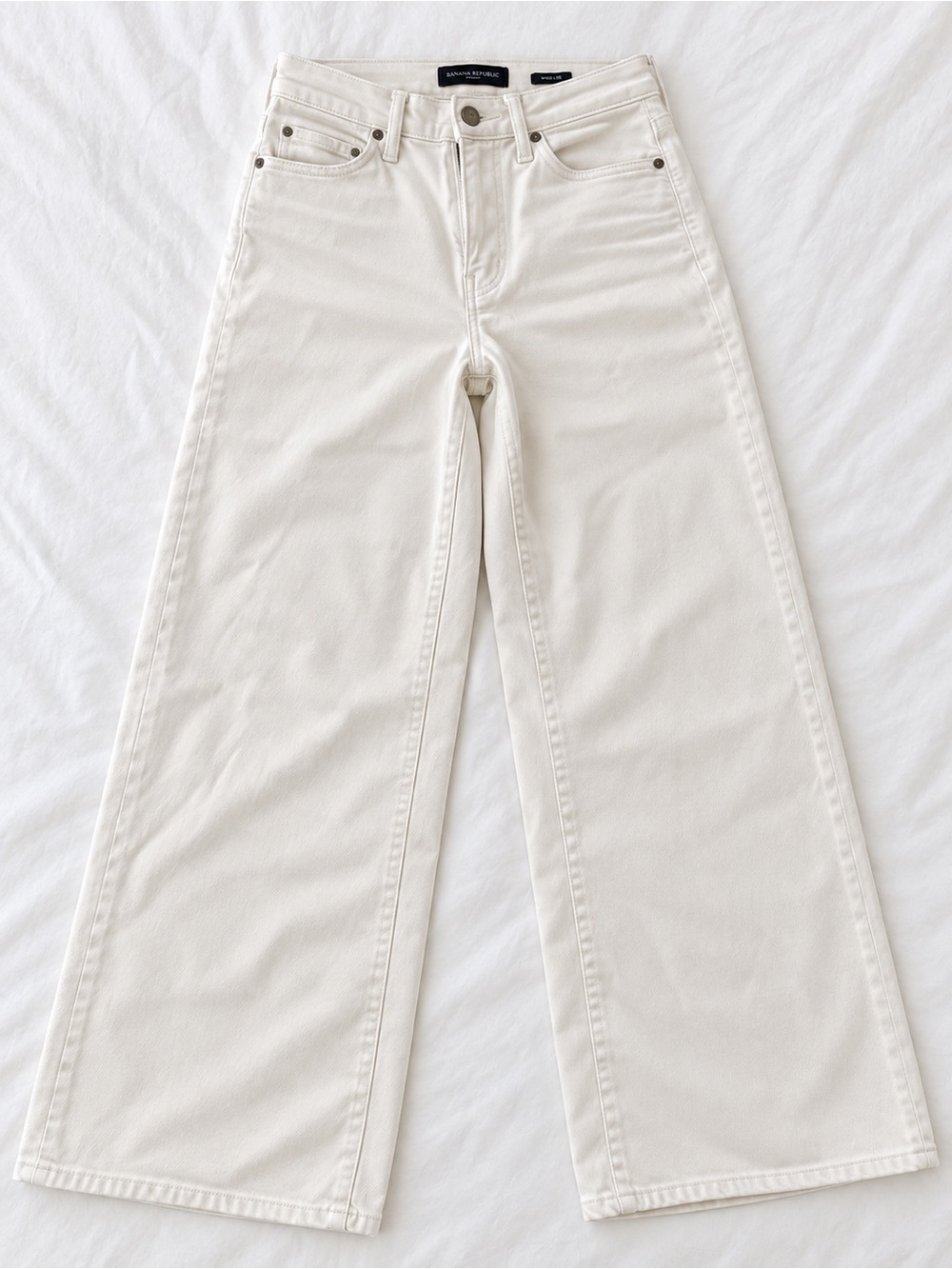 Banana Republic Cropped White Wide-Leg Jeans